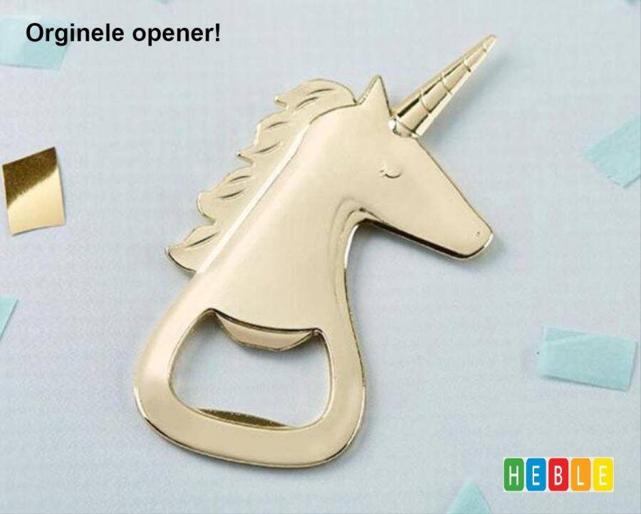 Heble *** Luxe Gouden Bieropener Unicorn in cadeau-verpakking van ***