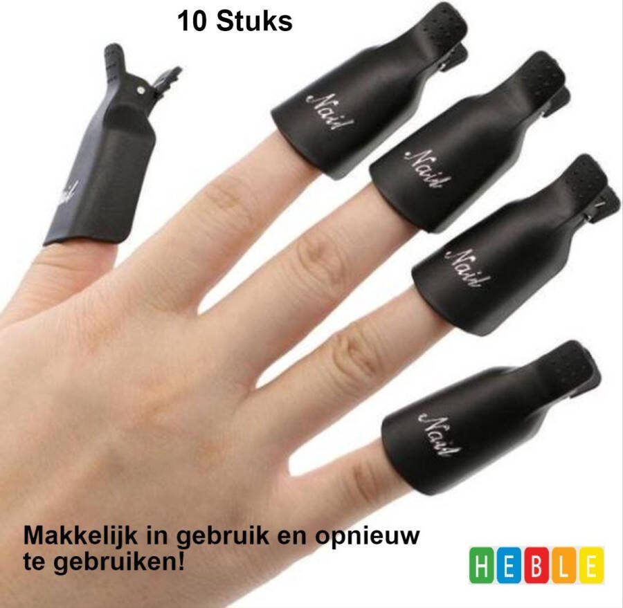 Heble *** Nagellak Remover Clips 10 stuks Plastic Nail art Losweken Dop Clips Gel Polish Remover van ***