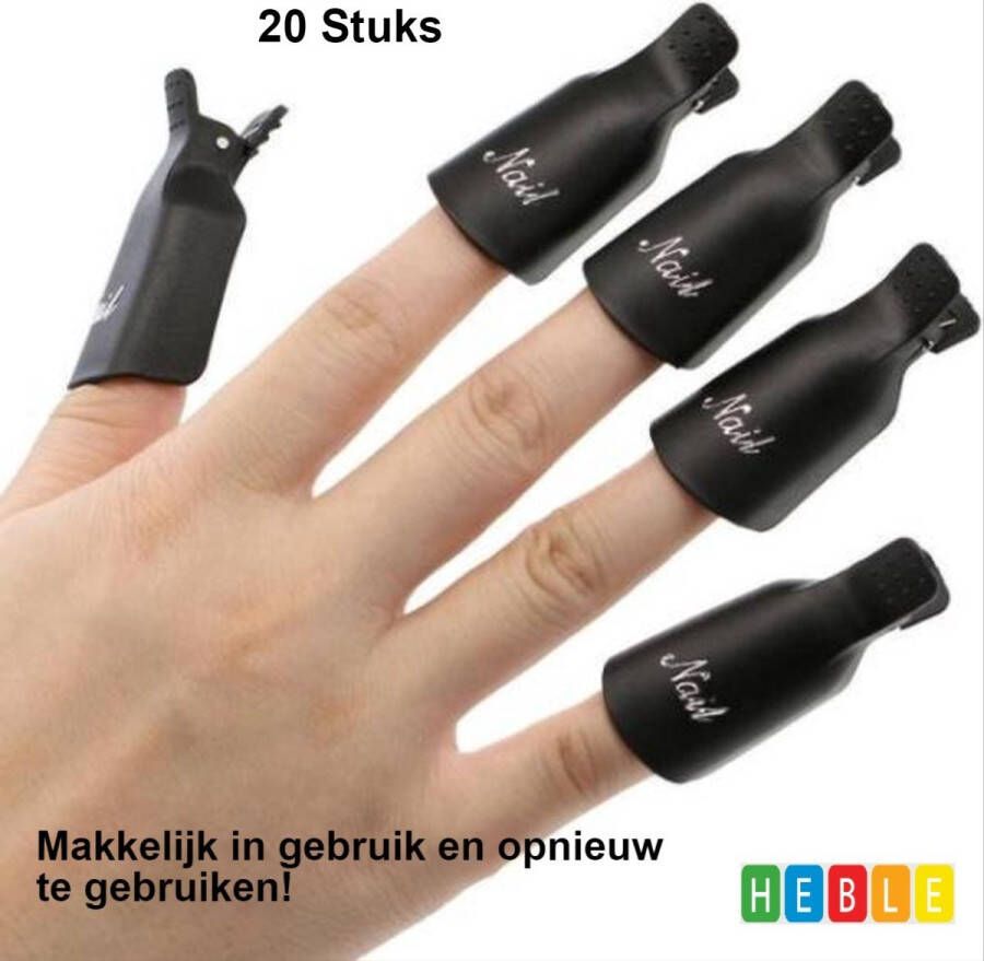 Heble *** Nagellak Remover Clips 20 stuks Plastic Nail art Losweken Dop Clips Gel Polish Remover van ***