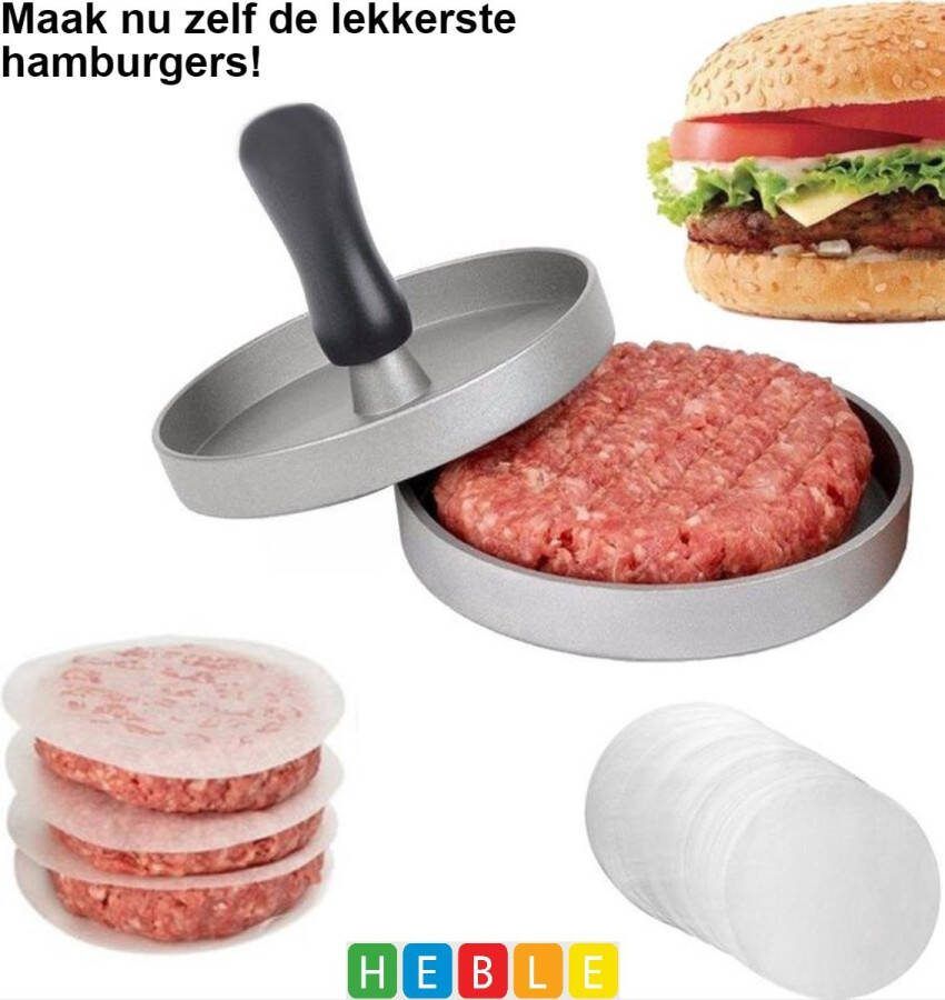 Heble *** Professionele Hamburgerpers RVS Antiaanbaklaag Hamburgermaker -pers van ***