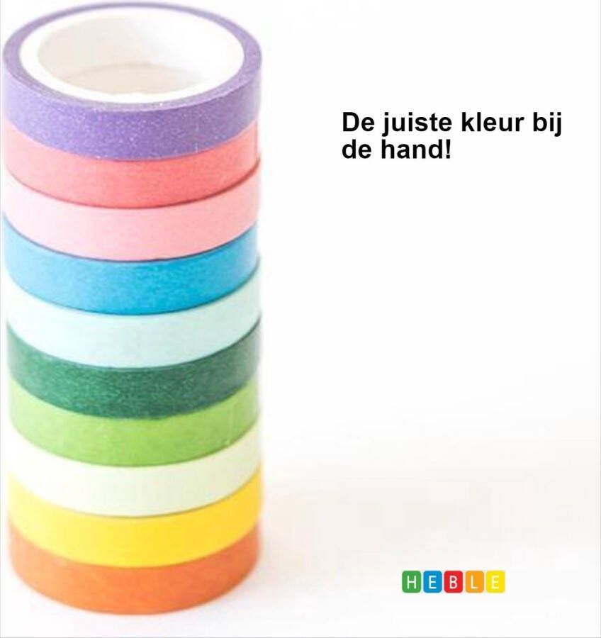 Heble *** Set van 10 Verschillende rolletjes Washi Tape Rainbow Masking Tape Knutselen Decoratie van ***