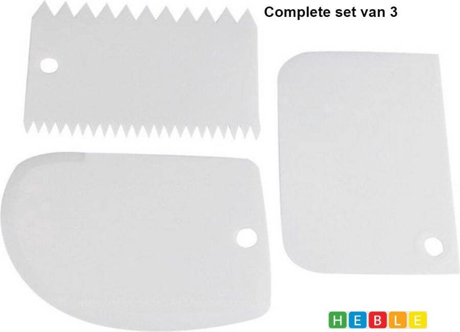 Heble Set van 3 Deegschrapers Wit Perfect voor Fondant & Deeg Bakken!