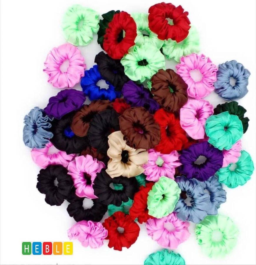 Heble *** Set van 35 kleuren Satijnen Scrunchies haaraccessoires Haar Wokkels van ***