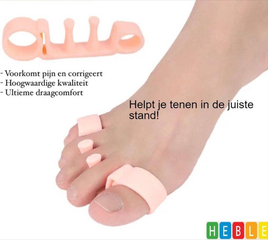 Heble *** Teenspreider ( 2 stuks ) Pijnvermindering Correctie Hamertenen Hallux Valgus Siliconen gel tenenspreider Per paar tenenspreiders van ***