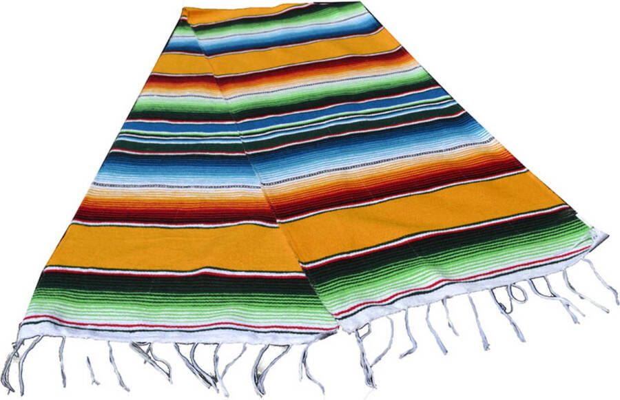 Hecho en Mexico Mexicaanse serape tafelloper sjaal gerecycled acryl 200x35 cm Geel GVXZZ0yellow