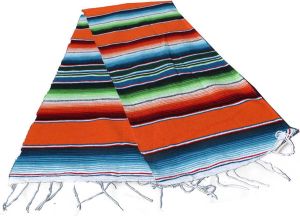 Hecho en Mexico Mexicaanse serape tafelloper sjaal gerecycled acryl 200x35 cm Oranje GVXZZ0orange