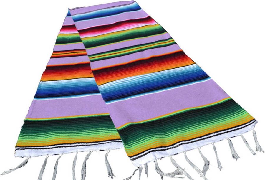 Hecho en Mexico Mexicaanse serape tafelloper sjaal gerecycled acryl 200x35 cm Violet GVXZZ0violet