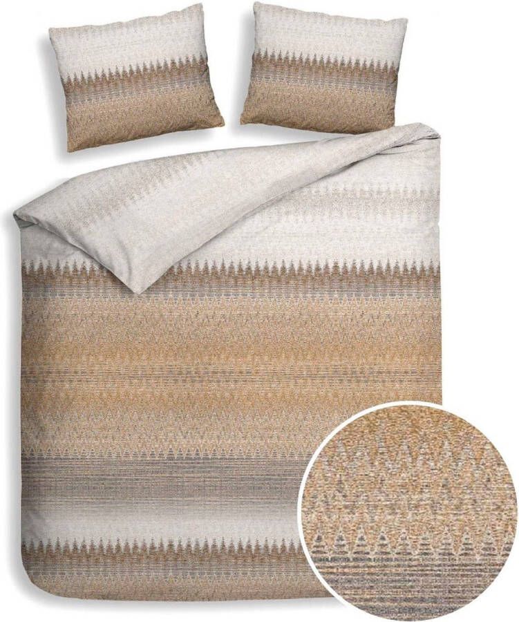 Heckett & Lane Heckettlane Flanel dekbedovertrek Abbe Sepia Naturel 1-Persoons 140x200 220 cm