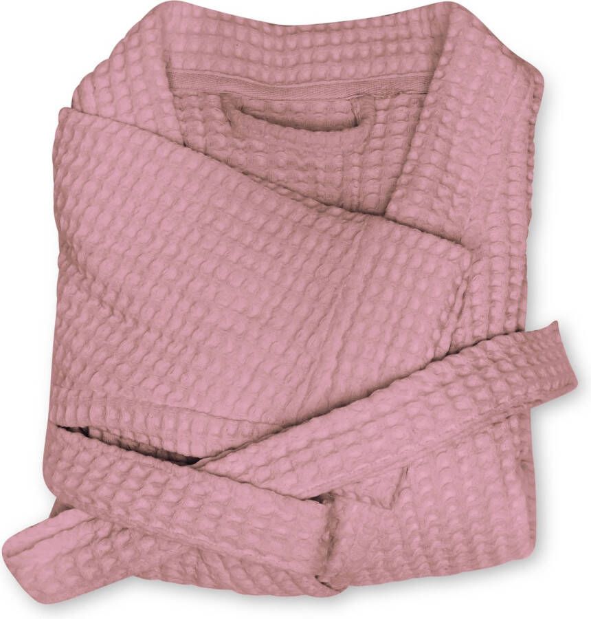 Heckettlane Baby-Pink Badjas-Wafel XL gemaakt van 65% Gerecycled Katoen 35% Andere Vezels