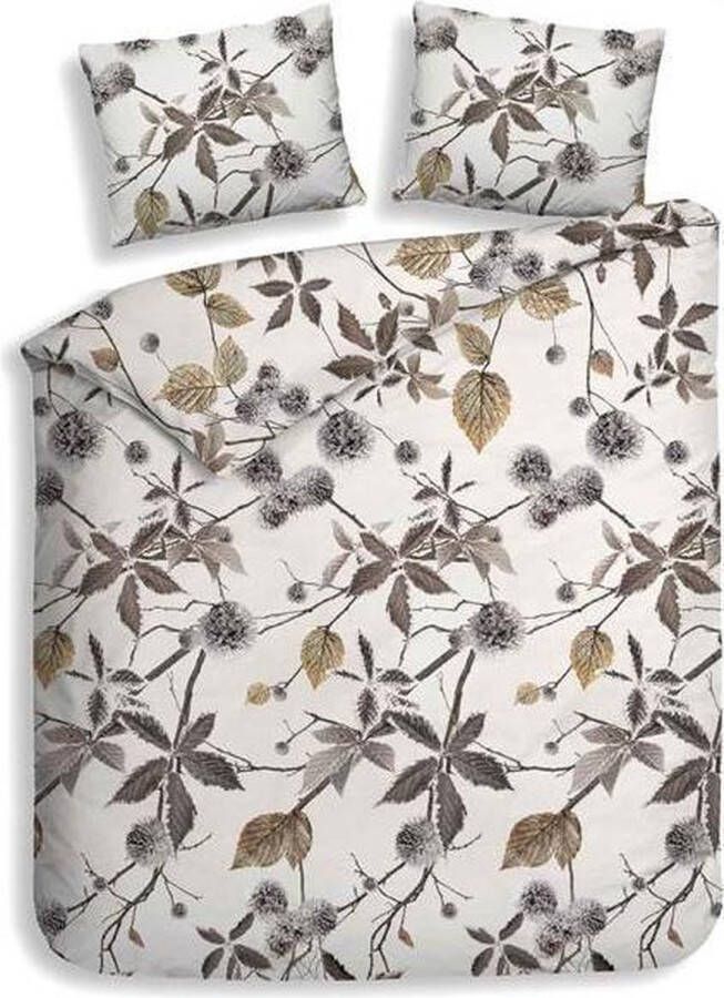 Heckettlane Heckett & Lane Abigail Flanel Dekbedovertrek Eenpersoons 140x200 220 cm + 1 kussensloop 60x70 cm Leaf Brown
