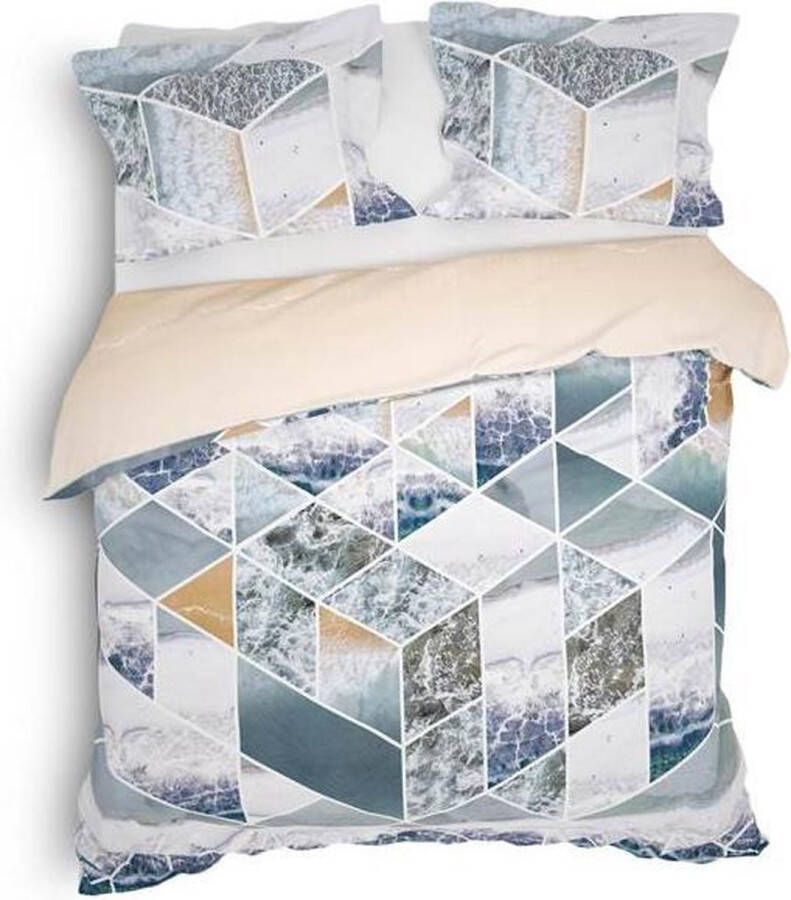 Heckettlane Heckett & Lane Carey Dekbedovertrek Eenpersoons 140x200 220 cm + 1 kussensloop 60x70 cm Storm Blue