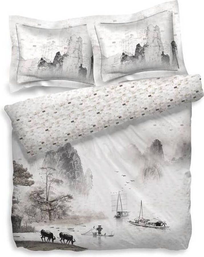 Heckettlane Heckett & Lane Ning Dekbedovertrek Eenpersoons 140x200 220 cm + 1 kussensloop 60x70 cm Cloud White
