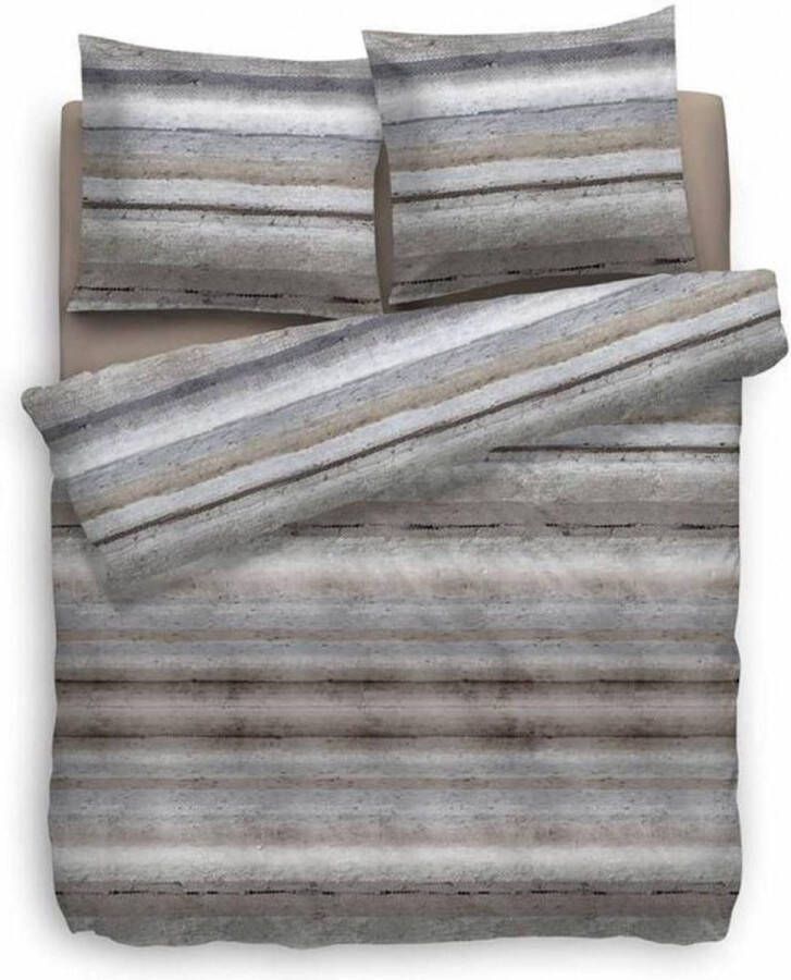 Heckettlane Heckett & Lane North Dekbedovertrek Flanel Tweepersoons 200x200 220 cm Taupe Grijs