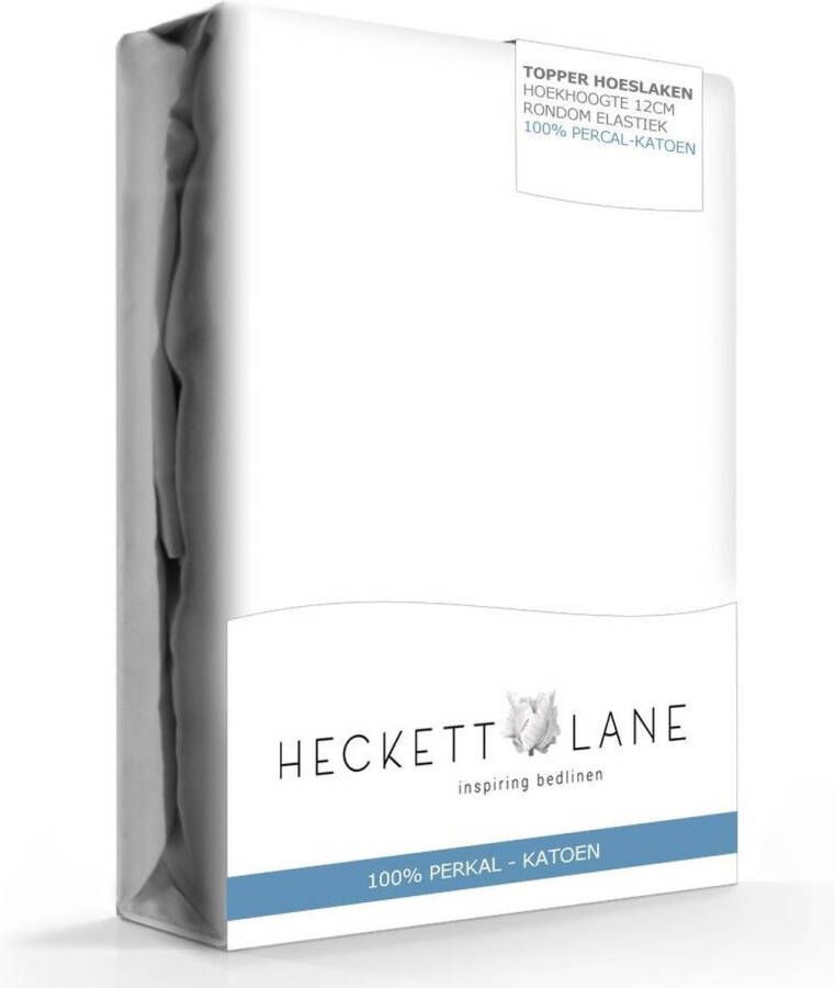 Heckettlane Heckett & Lane Percale katoen Topper Hoeslaken Eenpersoons 90x200 cm White