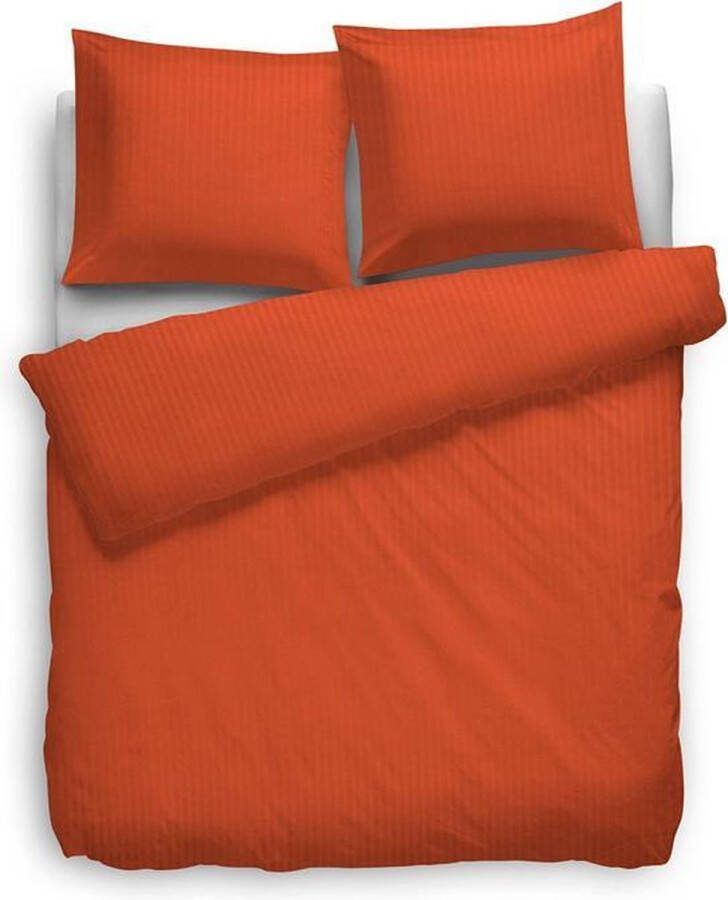 Heckettlane Heckett & Lane Satin Stripe Dekbedovertrek Lits-jumeaux 260x200 220 cm Mecca Orange