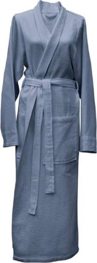 Heckettlane Heckett & Lane Wafel unisex badjas katoen blauw maat S zachte kwaliteit duurzaam en slijtvast