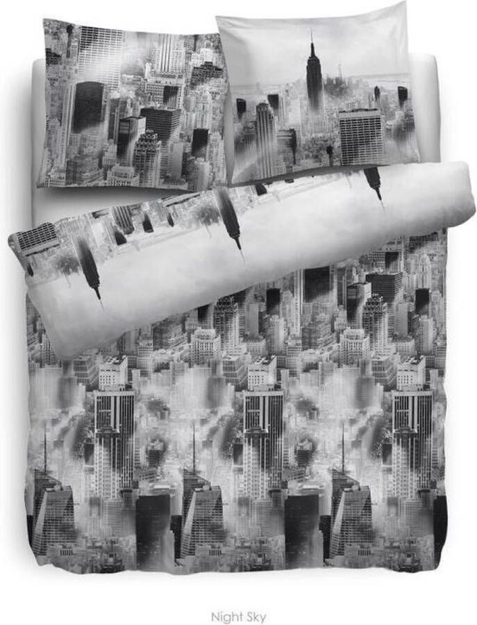 Heckettlane HNL Flanel Dekbedovertrek Night Sky Litsjumeaux 240x200 220 cm Grey