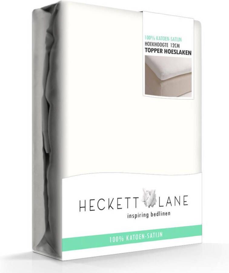 Heckettlane HnL Living Hoeslaken Topper Katoensatijn 80 x 200 cm Offwhite