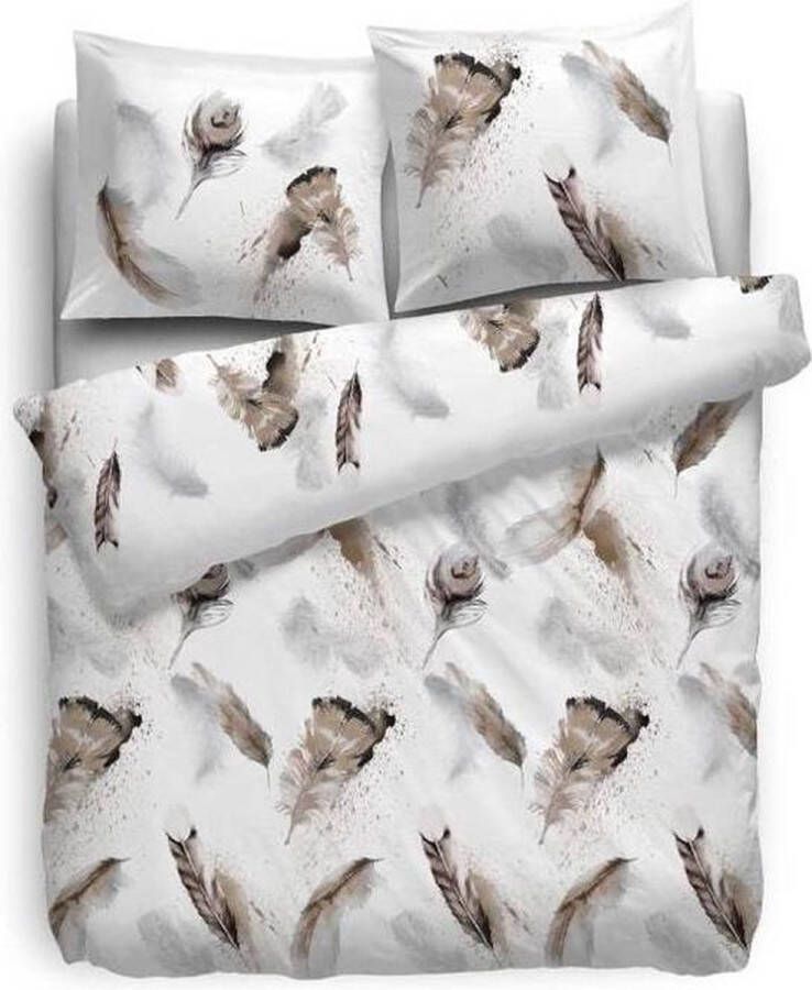 Heckettlane HnL Pure Cotton Dekbedovertrek Birds Litsjumeaux XL 260x200 220 Naturel