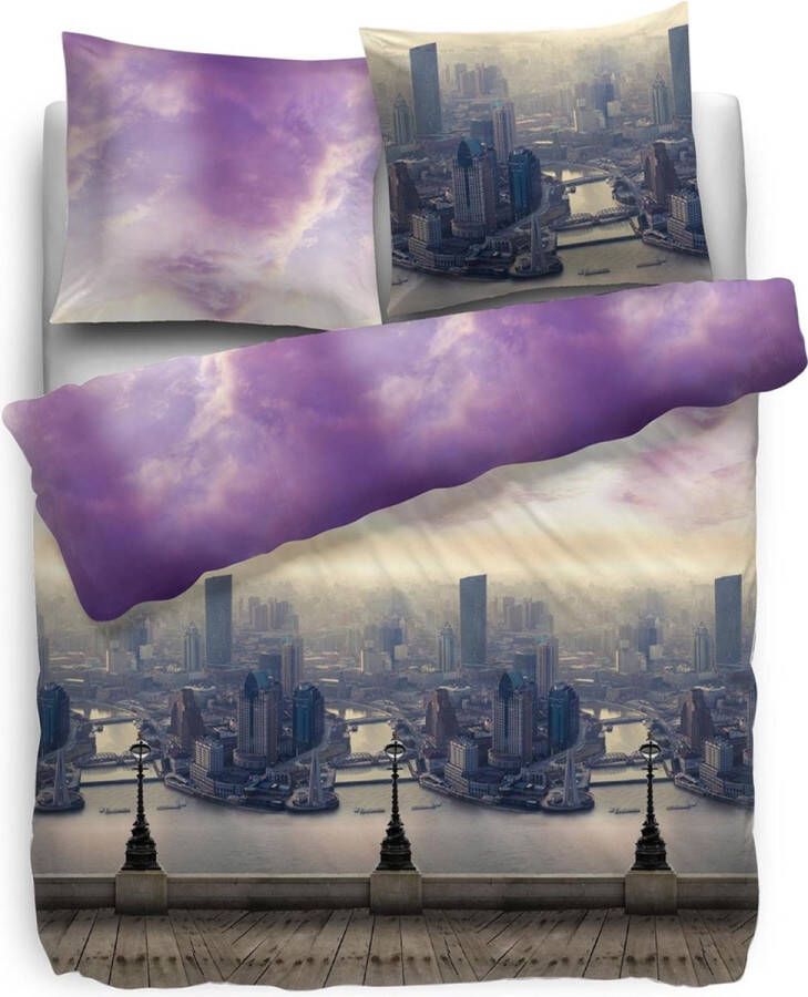 Heckettlane HnL Pure Cotton Dekbedovertrek Purple Rain Lits-jumeaux 240x200 220 cm Paars