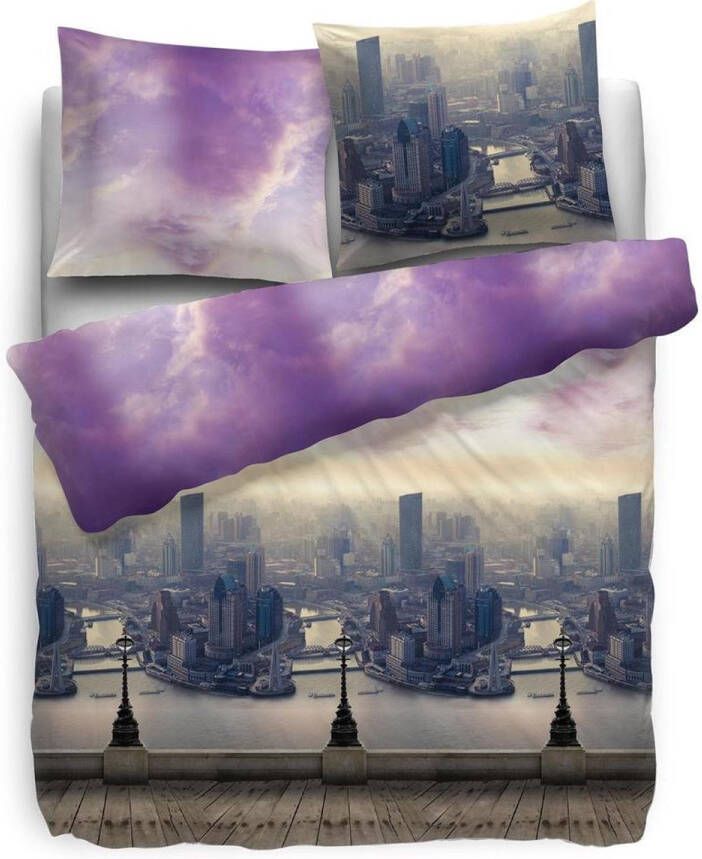 Heckettlane HnL Pure Cotton Purple Rain Dekbedovertrek Eenpersoons 140x200 220 cm Paars