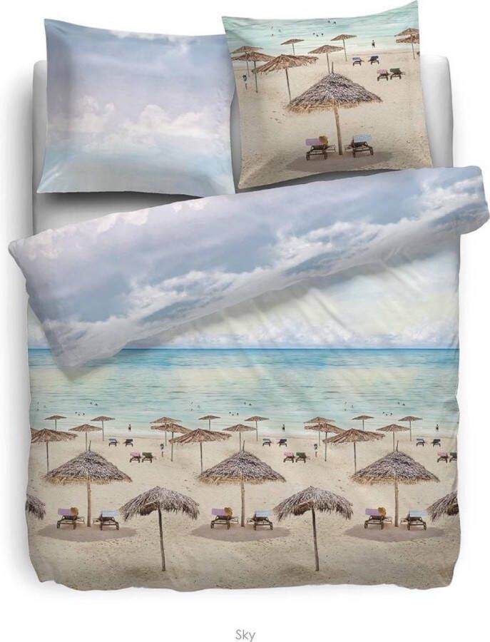Heckettlane HNL Pure Cotton Sky Dekbedovertrek Lits-jumeaux 240x200 220 cm Blauw