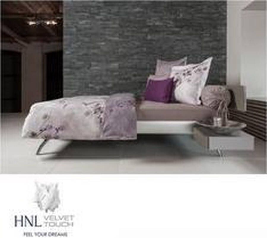 Heckettlane HNL Velvet Touch Zino Dekbedovertrek Eenpersoons 140x200 220 cm Grijs Paars