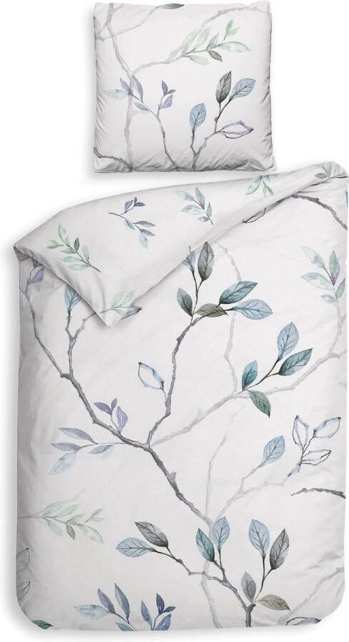 Heckettlane Leafy Dekbedovertrek Eenpersoons Katoen 140x200-220cm Wit