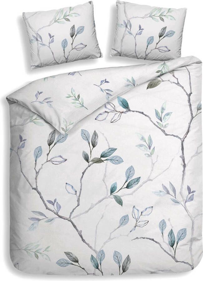Heckettlane Leafy Dekbedovertrek Tweepersoons Katoen 200x200-220cm Wit