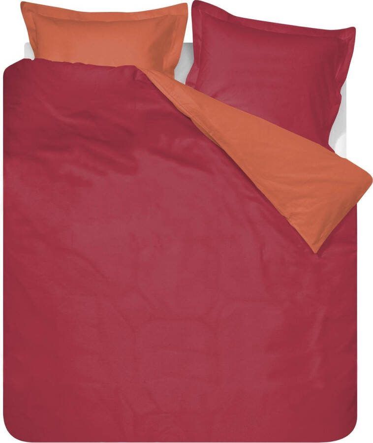 Heckettlane SENZATIONE 100% Katoen Percaline Dekbedovertrek Uni Reversible 140x200 220-1x60x70 cm ( 240 cm Lang ) BORDEAUX ZAND