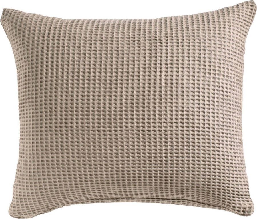 Heckett & Lane Wafel Kussensloop Katoen taupe grey 80x80cm