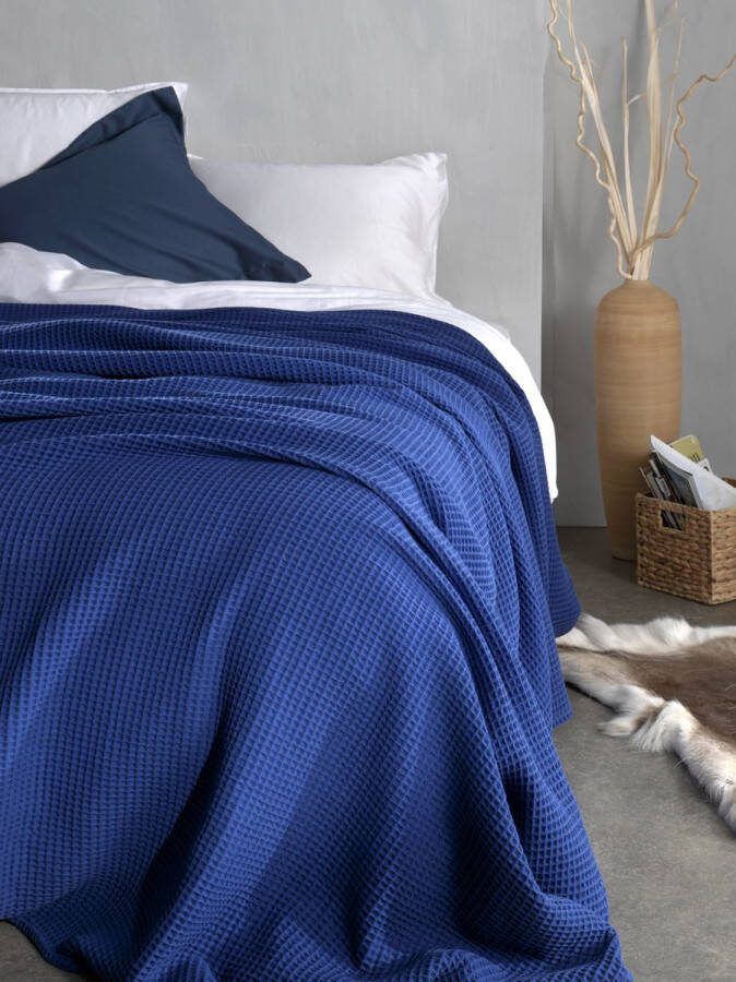Heckettlane Wafel Sprei Lits-jumeaux Katoen 240x260cm Blauw - Foto 2