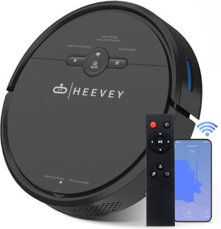 Heevey Robotstofzuiger met dweilfunctie Slimme navigatie Automatisch oplaadstation Dweilrobot Robotstofzuiger huisdieren Inclusief Nederlandstalige app afstandsbediening & Cleaningkit