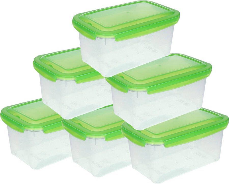Hega hogar 10x Voorraad vershoudbakjes 2 5 liter transparant groen plastic kunststof Kiev Luchtdicht hermetisch afgesloten vershouddoos bakje Mealprep Maaltijden bewaren