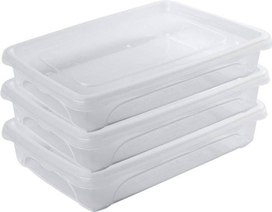 Hega hogar 10x Voorraad vershoudbakjes laag 0 5 liter transparant plastic kunststof 18 x 12 x 4 cm Vienna Vershouddoos bakje Mealprep Maaltijden bewaren