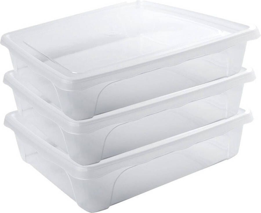 Hega hogar 10x Voorraad vershoudbakjes laag 2 liter transparant plastic kunststof 24 x 20 x 6 cm Vienna Vershouddoos bakje Mealprep Maaltijden bewaren