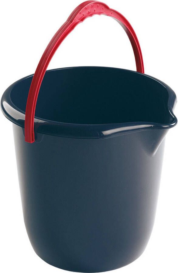 Hega Hogar 1x Donkerblauwe schoonmaakemmers huishoudemmers 10 liter 28 cm Emmers