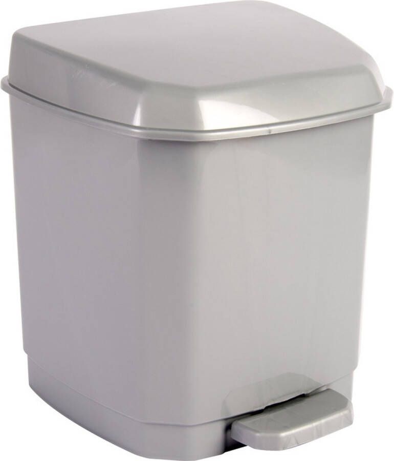Hega hogar 1x Grijze pedaalemmer vuilnisbakken prullenbakken 7 liter 26 cm Kunststof plastic vuilnisemmer- Dameshygiene afvalbak voor toilet badkamer