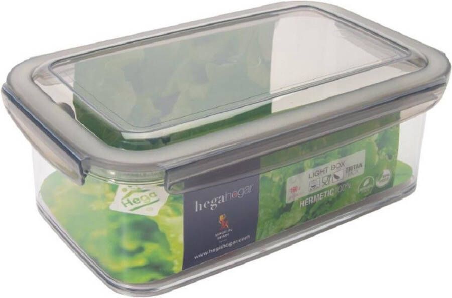 Hega hogar 1x Voorraad vershoudbakjes 1 9 liter transparant grijs plastic 24 x 15 cm Tudela Voedsel bewaar bakjes Diepvriesbakjes