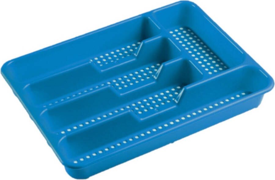 Hega hogar 2x stuks bestekbakken bestekhouders 5-vaks blauw 34 x 25 x 4 cm Keuken opberg accessoires