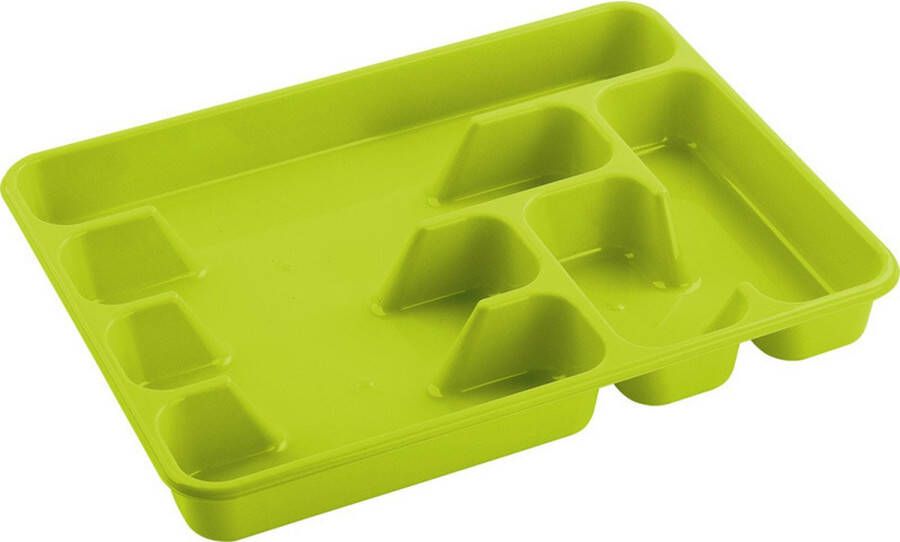 Hega hogar 2x stuks bestekbakken bestekhouders 6-vaks lime groen 40 x 30 x 5 cm Keuken opberg accessoires