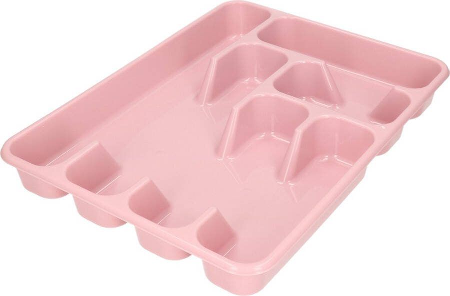 Hega hogar 2x stuks kunststof bestekbak bestekhouders 6-vaks oud roze 40 x 30 x 5 cm Keuken lades opbergers vakverdelingen