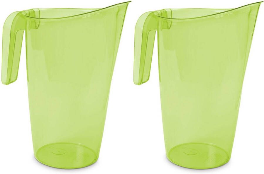 Hega hogar 2x stuks waterkan sapkan transparant groen met een inhoud van 1.75 liter kunststof met handvat en schenktuit