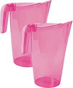 Hega hogar 2x stuks waterkan sapkan transparant roze met een inhoud van 1.75 liter kunststof met handvat en schenktuit
