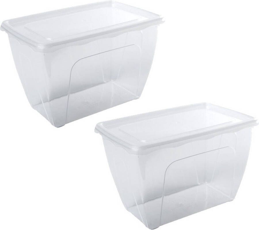 Hega hogar 2x Voorraad vershoudbakjes hoog diep 1 5 liter transparant plastic kunststof 18 x 12 x 12 cm Vienna Vershouddoos bakje Mealprep Maaltijden bewaren