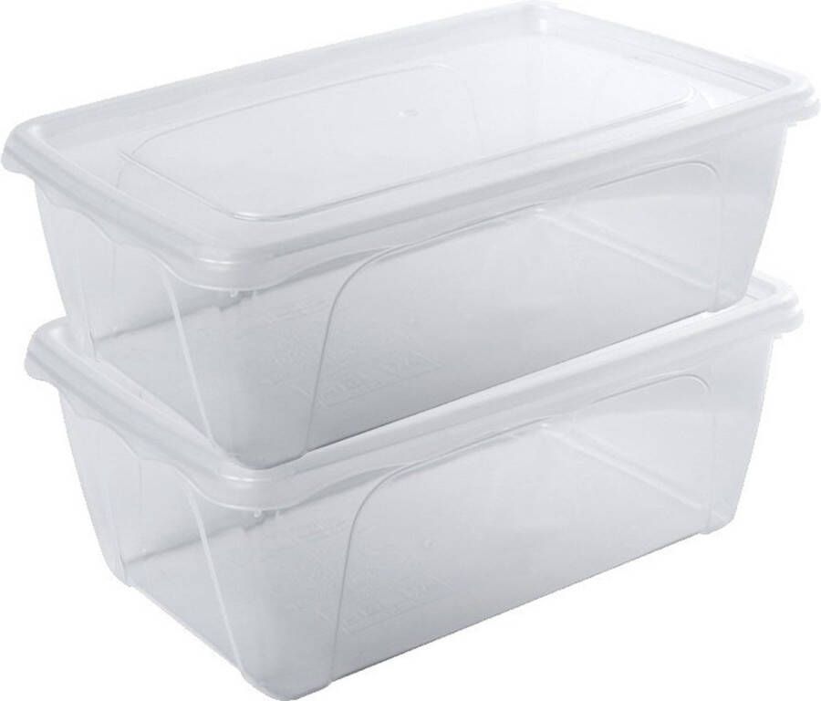 Hega hogar 2x Voorraad vershoudbakjes hoog diep 1 liter transparant plastic kunststof 18 x 12 x 7 cm Vienna Vershouddoos bakje Mealprep Maaltijden bewaren