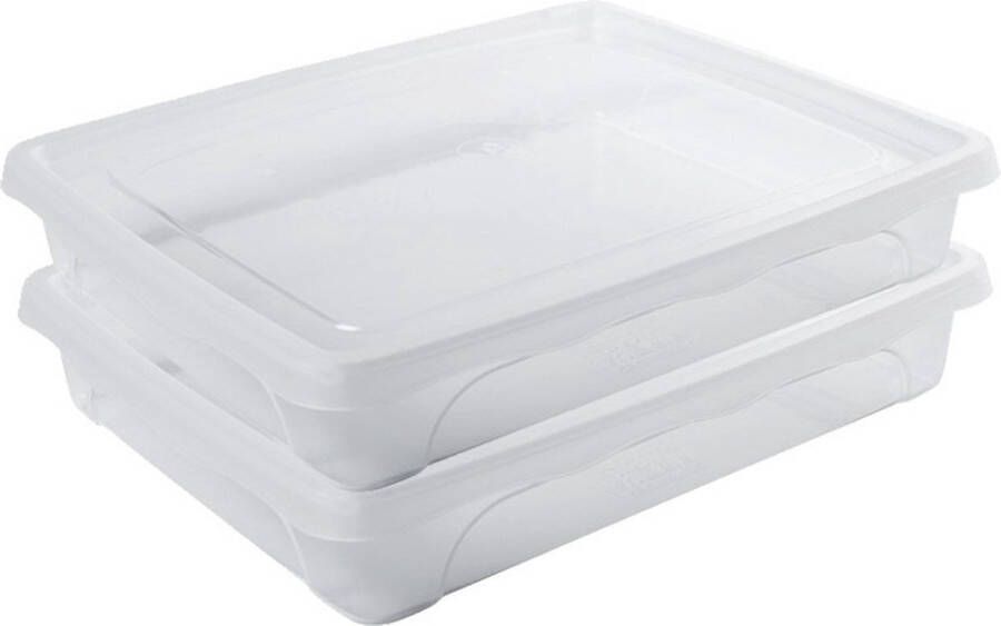 Hega hogar 2x Voorraad vershoudbakjes laag 1 5 liter transparant plastic kunststof 24 x 20 x 5 cm Vienna Vershouddoos bakje Mealprep Maaltijden bewaren