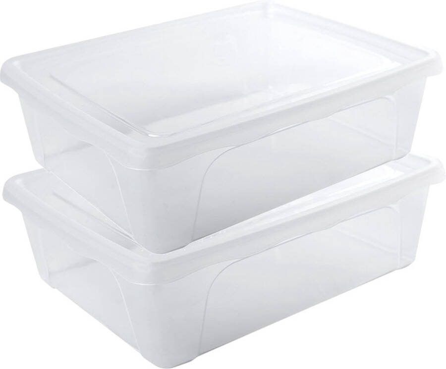 Hega hogar 2x Voorraad vershoudbakjes laag 2 5 liter transparant plastic kunststof 24 x 20 x 8 cm Vienna Vershouddoos bakjes Mealprep Maaltijden bewaren
