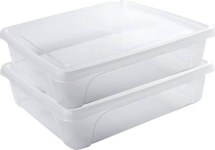 Hega hogar 2x Voorraad vershoudbakjes laag 2 liter transparant plastic kunststof 24 x 20 x 6 cm Vienna Vershouddoos bakje Mealprep Maaltijden bewaren