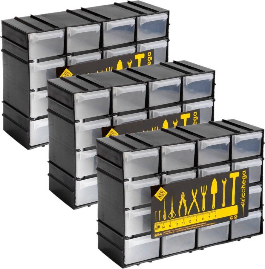 Merkloos Sans marque 3x stuks ophangbare huishoud organizers sorteerdoosjes 16-lades 22 x 8 x 15 cm Huishoudelijke opbergers